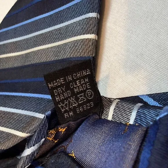 Valerio Garati Blue White Striped Silk Tie 59x4 Business Attire Classic Necktie - Picture 7 of 7